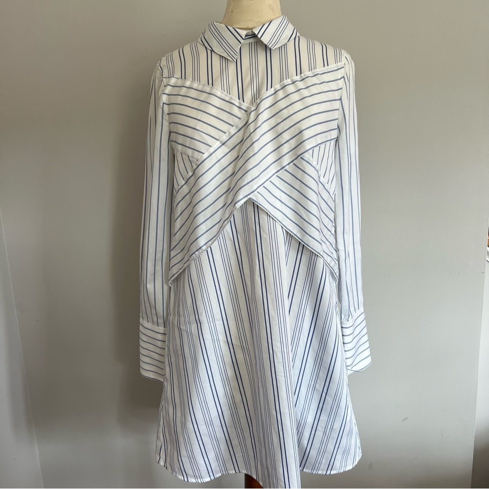 BCBGMaxAzaria Azriel Striped Shirt Dress Women Size XS Cotton Casual Collar - Picture 6 of 13